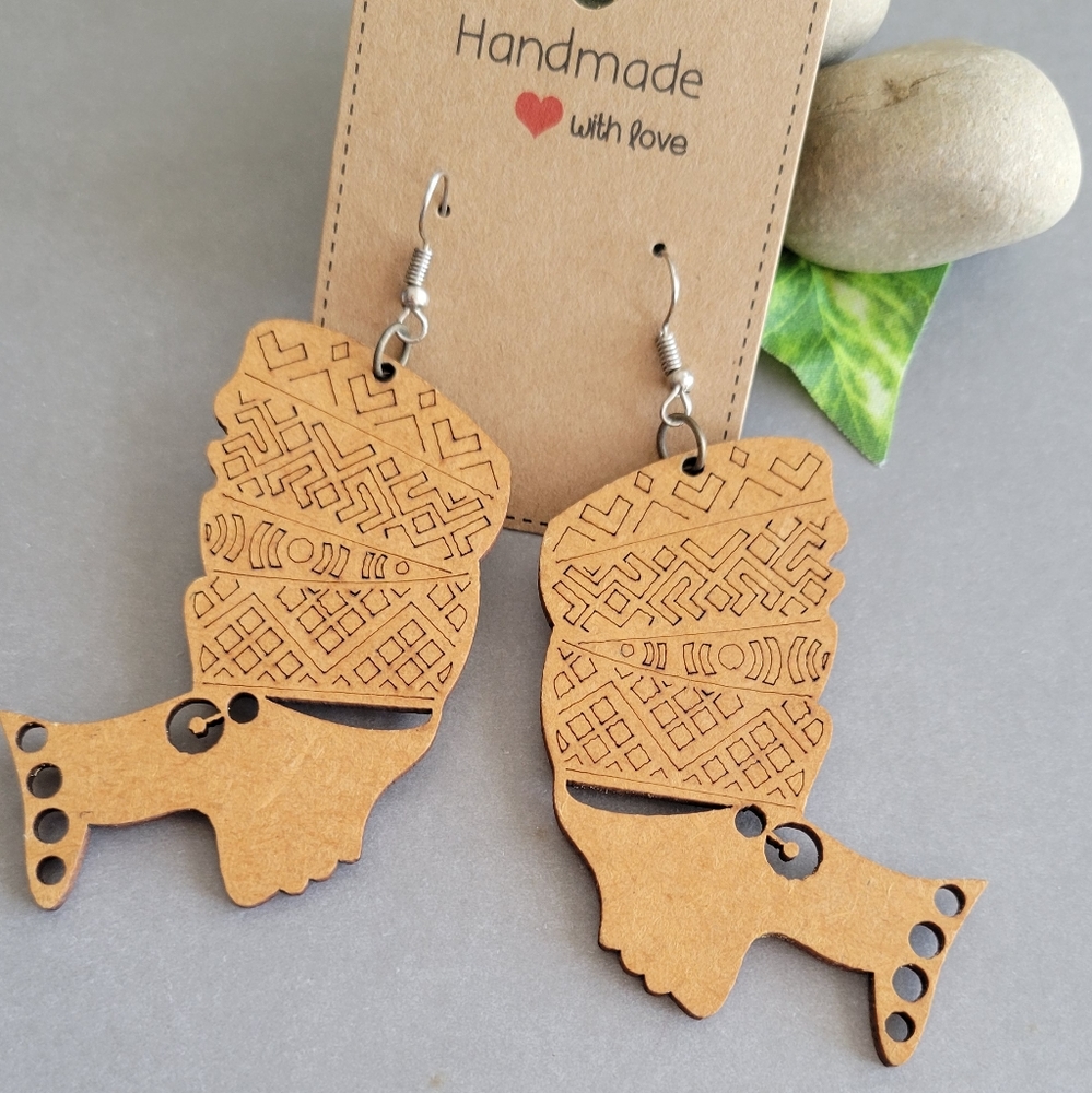 Handmade wooden Africa Mama Earrings